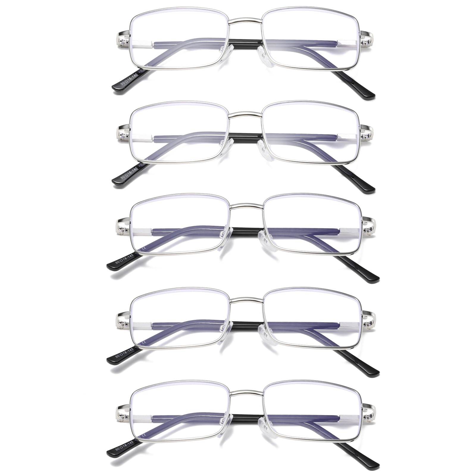 Hubeye Metal Reading Glasses for Men Blue Light Blocking Square Rectangle Computer Readers Spring Hinges Anti Eyestrain/Glare/UV Ray Mens Eyeglasses 3.50