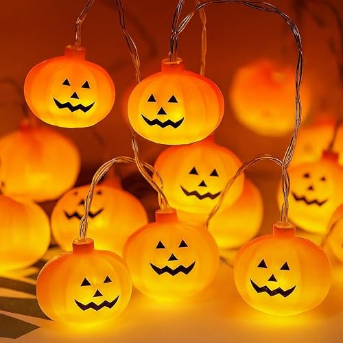 PAWARSO Halloween Lights Pumpkin Lights 3 Metres 20 LEDs,2 Modes Waterproof Fairy Lights Battery Operated for Halloween Decorations