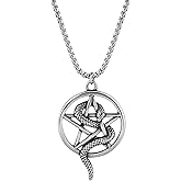 HAQUIL Snake Necklace, Wiccan Pentagram Snake Pendant, Box Chain, Wiccan Goth Jewelry Gift for Men and Women