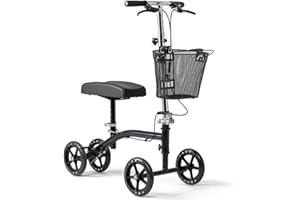 Medline Steerable Knee Walker; Large 8" Wheels; Adjustable Height and Storage Bag; Supports up to 300 lbs; Black