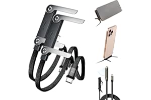 2026 Sideways Phone Charger, 240W Braided Fast Charge Cable with Built-in Phone Stand T-Shaped Foldable Durable USB-C Cord 90