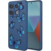HTXWXJC Phone Case for Redmi Note 13 Pro 5G Case, Xiaomi Poco X6 5G Case Shockproof Flexible Bumper TPU Soft Case Butterfly Pattern Phone Cover for Xiaomi Redmi Note 13 Pro 5G Blue Butterfly