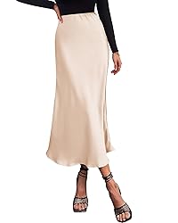 BTFBM Women's High Elastic Waist Midi Skirt A-line