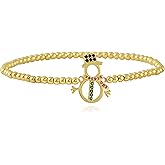 WCRAZYE Christmas Bracelet for Women Delicate Gold Bead Snowflake Reindeer Santa Claus Candy Cane Bracelets Christmas Accessories Jewelry Gift