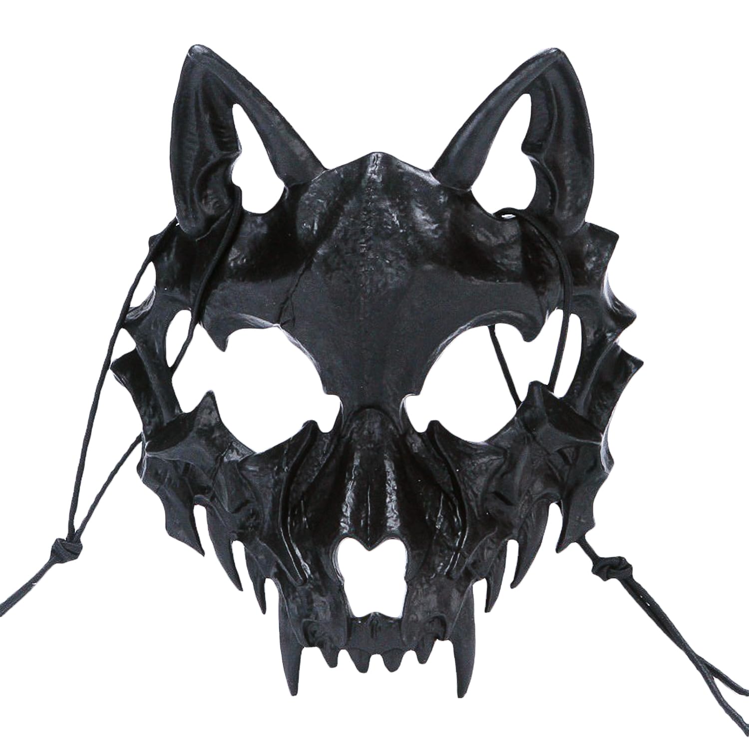 RmKbe Black Wolf Half Face Werewolf Skull Mask for Halloween Costume Prop