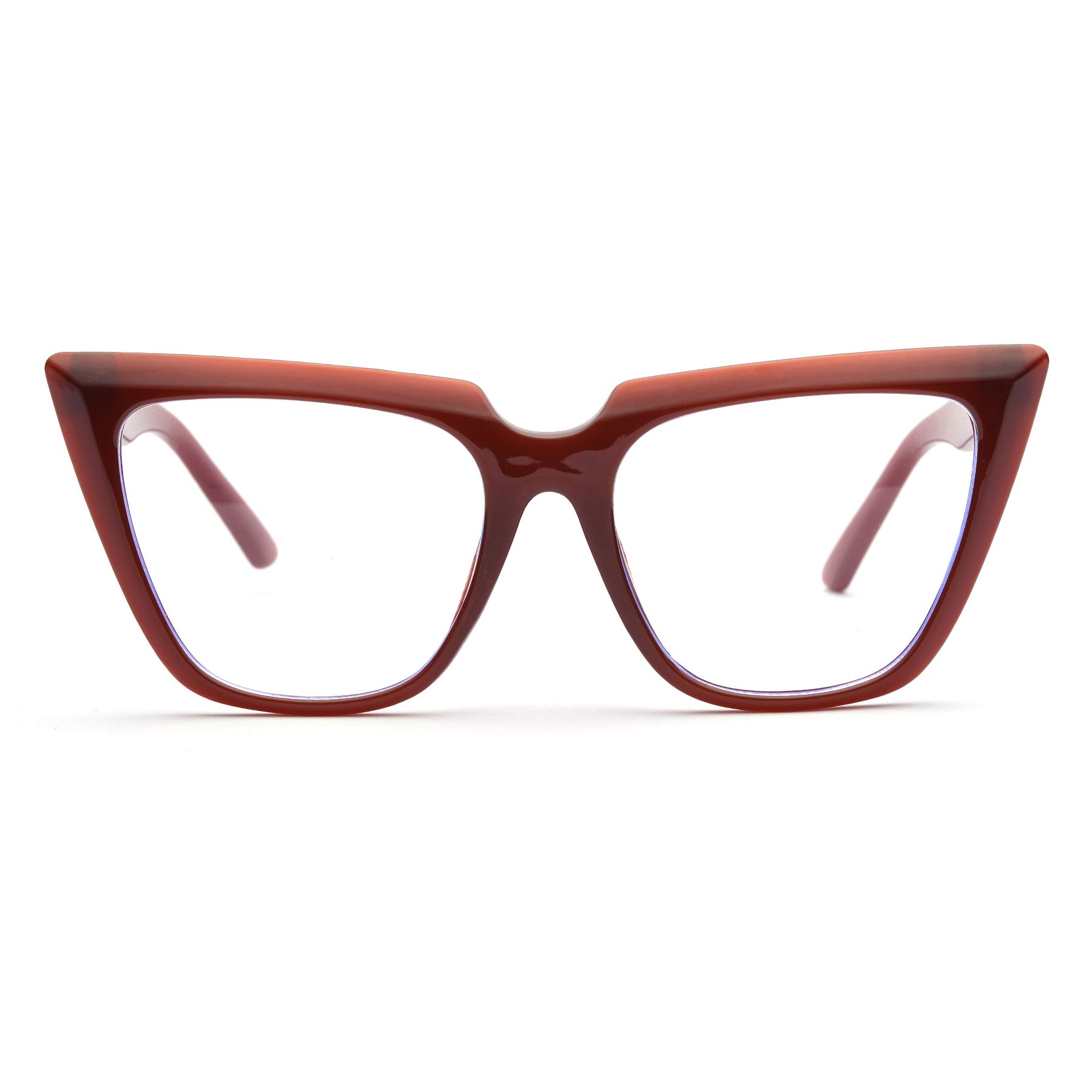 ZUVGEES Blue Light Blocking Reading Glasses Womens Chic Oversized Cat-Eye Eyeglasses Big Frames Large lens Computer Readers (Wine Red, 2.5)