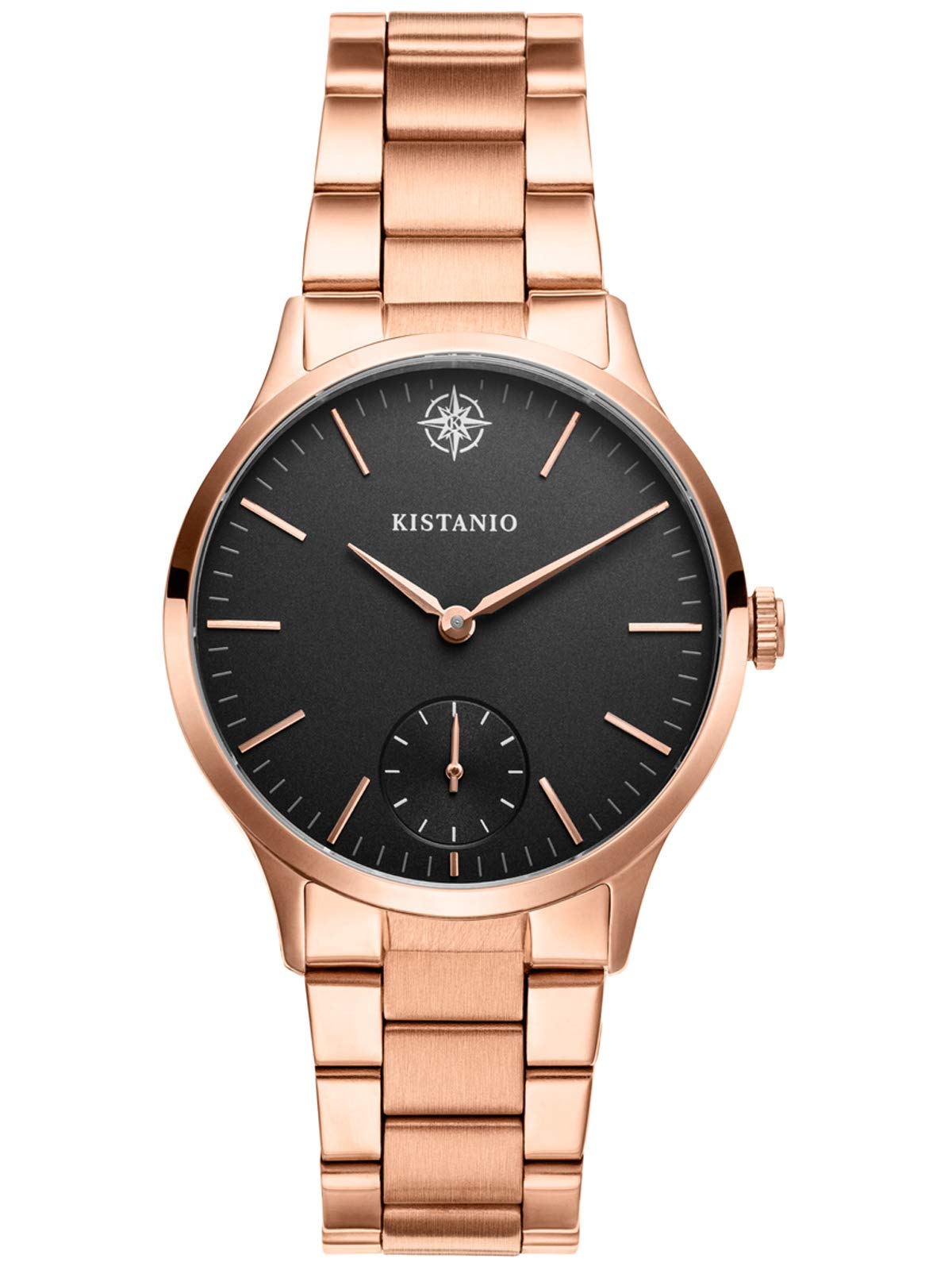 Kistanio Stratolia STR-31-012 Women's Wrist Watch with Stainless Steel Strap, Analogue Sapphire Glass Rose Black, Bracelet