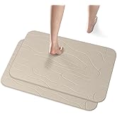 2 Pack Diatomaceous Earth Shower Mat, Stone Bath Mat, Nonslip Super Absorbent Fast-Drying Hard Bath Mat for Bathroom Shower Floor, 23.62 x 15.35 inch, Grey and White Pattern