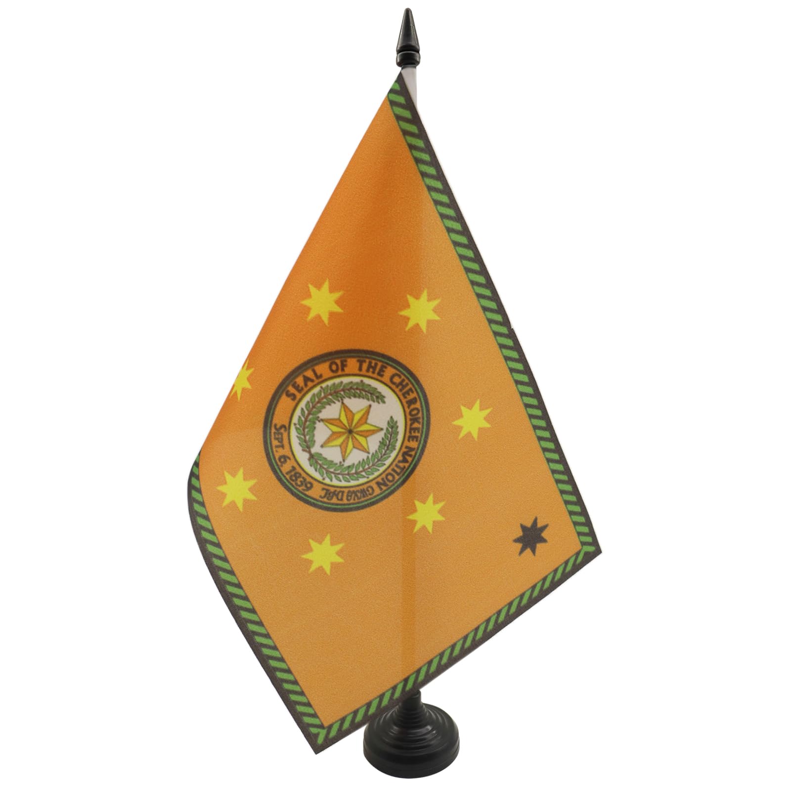 AZ FLAG Cherokee Indians Table Flag 5'' x 8'' - Cherokee Native American tribe Office Decoration 100% Polyester 21 x 14 cm - Mini Desk Flag with Pole and Black Plastic Base