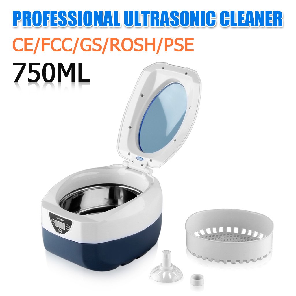 GT SONIC 750ml Digital Ultrasonic Cleaner for Jewellery, Dentures, Glasses, Disk, Coins and More, 40KHz 40W Ultrasonic Cleaning Machine with 5 Timer Setting, Stainless Steel Tank and Internal Basket