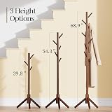 Pipishell Sturdy Wooden Coat Tree with 8 Hooks, 3 Height Settings, Brown view 3