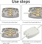 Fantasyon 2 Pack 3-Terminal Junction Box 13A 250V Cable Joiner White view 5