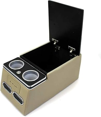 Amazon N ハイエース0系 汎用 リア アームレスト付きコンソールボックス ベージュ Led カップホルダー 後部座席 収納 車 バイク 車 バイク