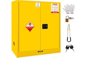 YTOXEO 45 Gallon Flammable Storage Cabinet, 50" H x 45" W x 18" D Galvanized Steel Safety Cabinet, Flammable Liquid Storage with Adjustable Shelf (‎Yellow B, 45.5" H x45.5 W x18.11 D)