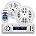 Marine Headunit Receiver Speaker Kit - In-Dash LCD Digital Stereo w/ AM FM Radio System 5.25&rsquo;&rsquo; Waterproof Cone Speakers (2) MP3/USB/SD Readers Single DIN & Remote Control - Pyle White PLMRKT32WT