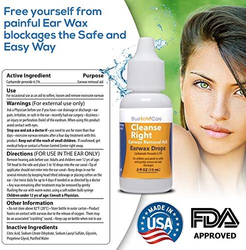 Cleanse Right Ear Wax Drops FDA Approved USA Made Ear Wax Removal Drops