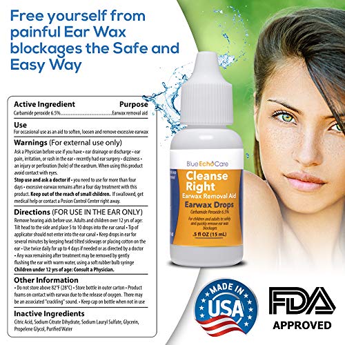Cleanse Right Ear Wax Removal Drops, USA Made, Ear Wax Remover Drops, 1