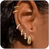 ZHESHY Gold Huggie Hoop Earrings for Women 14K Gold Silver Plated Small Hoop Earrings Stacks Hypoallergenic Cartilage Earring Set for Multiple Piercing Dainty Trendy Jewelry