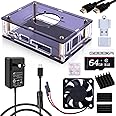 GeeekPi Orange Pi 5/5B Case Kit, Orange Pi 5/5B Case with Fan, Heatsinks, 18W 5V 3.6A Power Supply, 64GB Card, Card Reader, Micro HDMI Cable for Orange Pi 5/5B 4GB/8GB/16GB/32GB