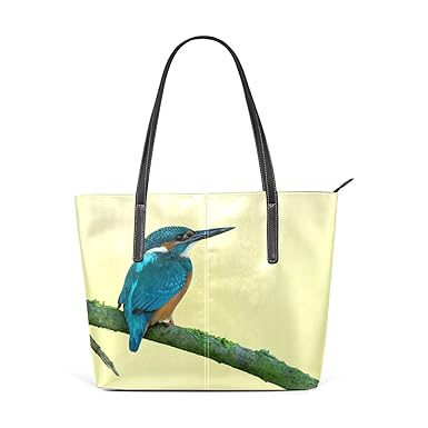FeiHuang Kingfisher Bird Leather Top Handle Satchel Girl Handbag Shoulder Tote Bag for Girls Women