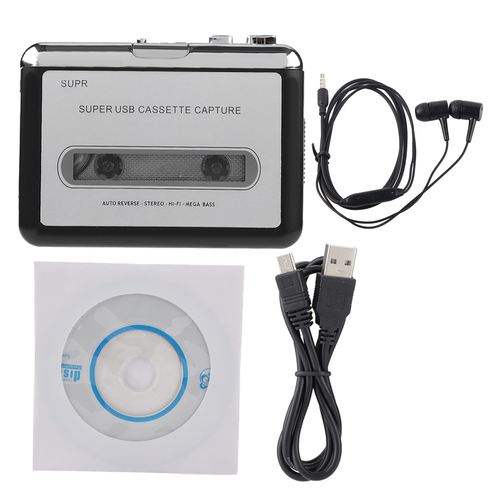Cassette Player, Cassette to MP3 Converter with Earphone Jack, Convert Old Mix Tapes and Cassette to MP3/iPod/CD, Portable Cassette Player Capture Audio Music