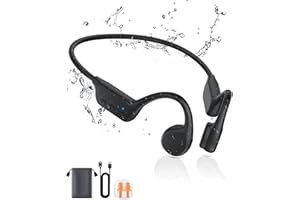 RUMATAS Bone Conduction Headphones Open Ear Bluetooth 5.3 Wireless Swimming Headphones Sport Earbuds with Mic Call Noise Reduction Earphones for Running Cycling Hiking.
