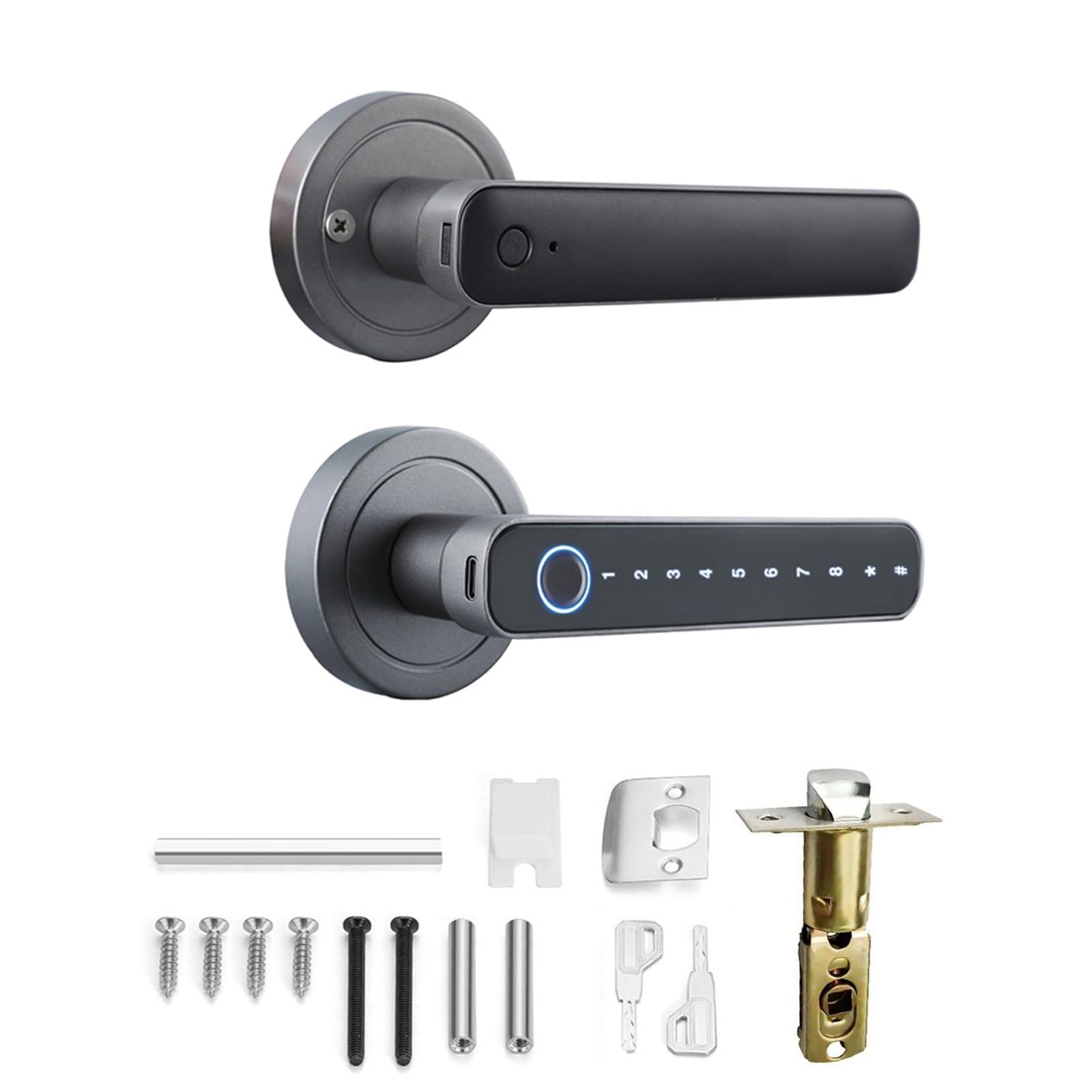 Swokely Biometric Door Lock 4 Unlocked Ways, Black, App, Fingerprint, Password, Key, Home, Apartment, Office