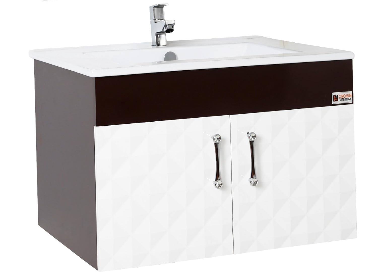 Crown Furniture Pvc Vanity Wash Basin Cabinet 24x18 Inch Brown