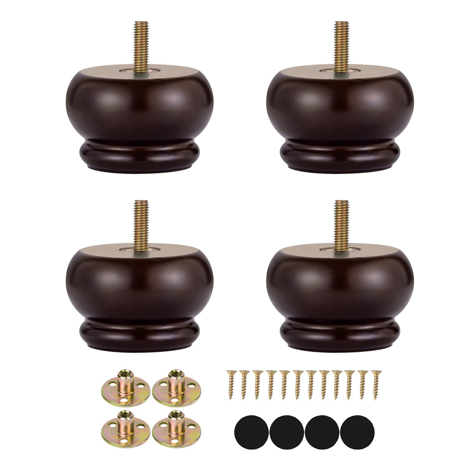 Photo 1 of Maricome 2 Inch Wood Furniture Feet Set of 4 Replacement Bun Feet Predrilled M8 Bolt Small Round Furniture Legs for Sofa Couch Ottoman Screw in