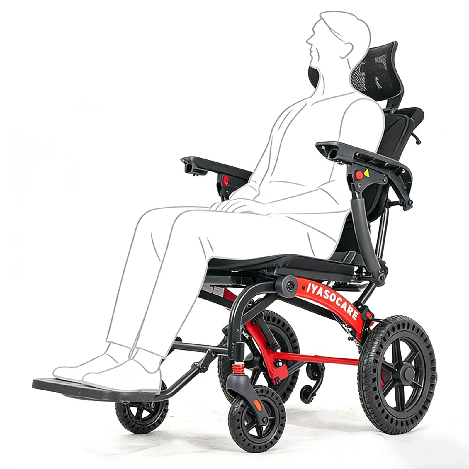 Photo 1 of ***PARTS ONLY***Lightweight Foldable Reclining Wheelchair Travel Wheelchairs for Seniors with High Back & Removable Headrest Manual Wheelchair Foldable Pedals, Support 330lbs