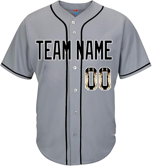 Gray Custom Baseball Jersey for Men Women Youth Button Down Embroidered Team Player Name