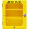 TRADESAFE Lockout Tagout Cabinet, Lock Out Tag Out Station Unfilled - Loto Devices Not Included, Wall-Mountable Lockout Tagout Station Cabinet, 2 Movable Shelf Partitions, Yellow Steel Plate Body