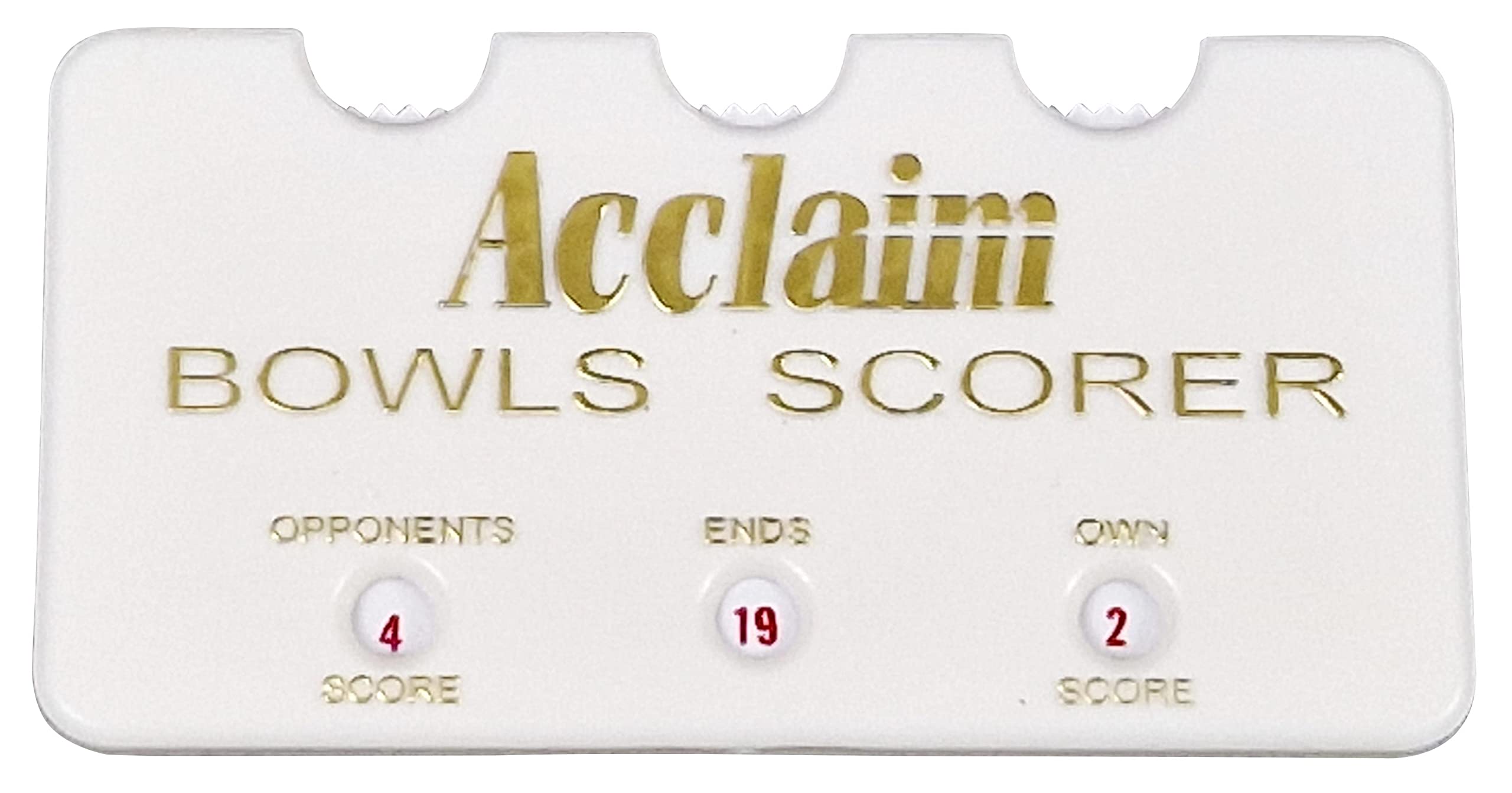 Acclaim Rectangular Pocket Bowls Scorer Scorecheck in White Opponents and Own Score Plus Ends Recessed Dials Red Numbers for Bowling