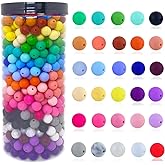 Yosonal 600pcs Silicone Beads, 12mm Round Silicone Beads Bulk for Keychain Making Kit 30 Colors Rubber Beads Silicone Focal Beads Loose Beads for Necklace Bracelet Lanyard Making