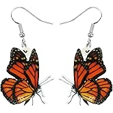 TIZURO Acrylic Fun Orange Monarch Butterfly Earrings Spring Summer Insects Dangle Novelty Hypoallergenic Jewelry For Women Charms Garden Party Gifts