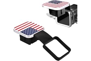 Kewucn Trailer Hitch Cover, 2 Inch American Flag Hitch Cover Tube Insert Plug, Universal Rubber Tow Receiver Tube Hitch Dust-Proof Plug fits 2" Receivers, Trailer Car Accessories (Silver&Red)