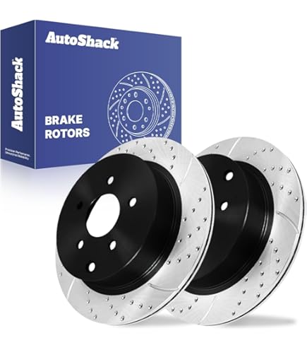 12.13" (308 Mm) Rear Vented Drilled & Slotted Brake Rotors E-Coated & Premium Ceramic Brake Pads Kit – Driver & Passenger Side - Foto 11