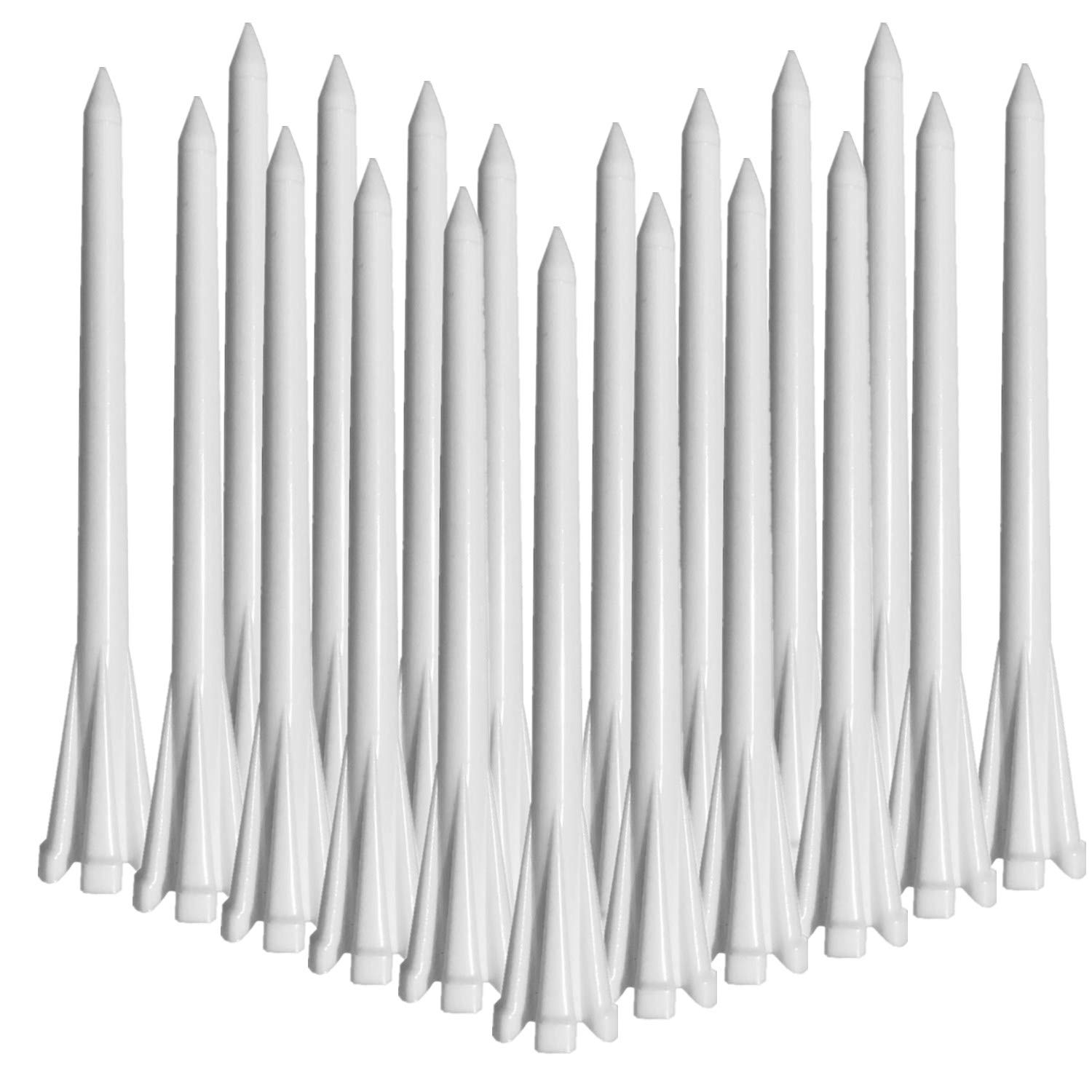 FINGER TEN Golf Tees Plastic Unbreakable 2 3/4 3 1/4 Inch Value 50 Count, 83mm 70mm Tee Durable Pro Upgrade Step Up Long Premium Color White Blue Orange Green Mixed (White, 2 3/4 Inch(70mm)