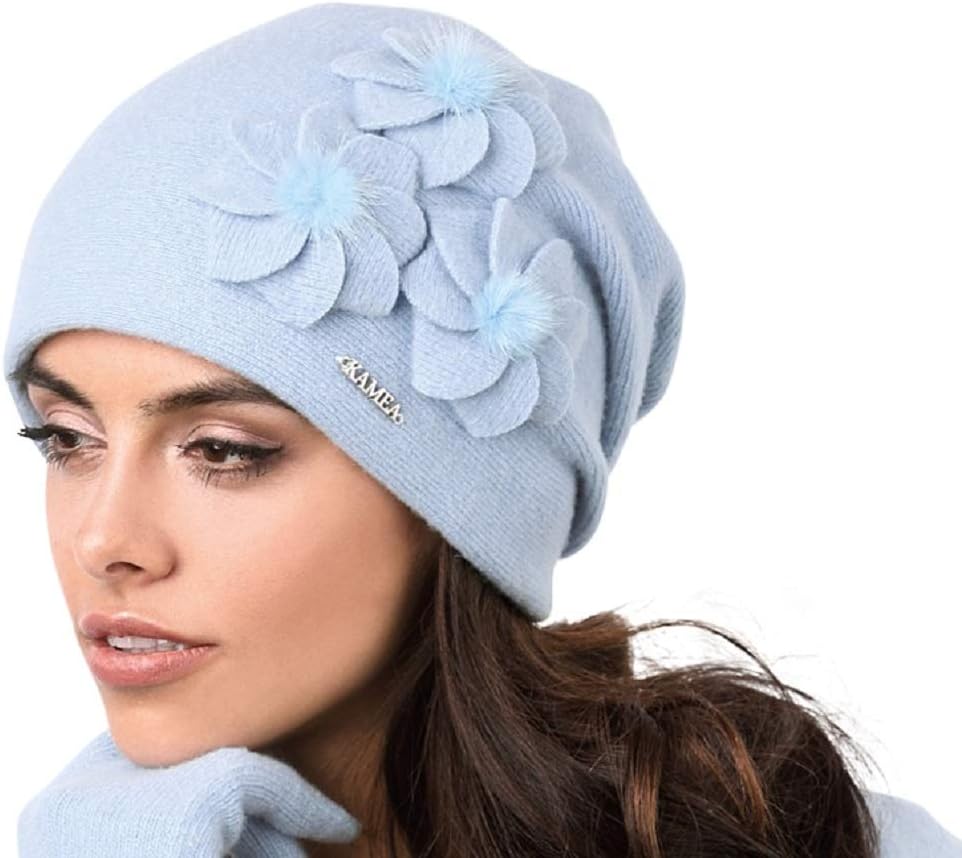 Kamea Lena Women's Hat Woolen Plain Bow Decorated Warm - Made In EU