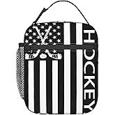 Qycazzw Hockey Flag Lunch Bag for Women Men Adults, Insulated Lunch Box for Work, Sports, Travel, Picnic,Hiking, Fishing, Ice Hockey Theme Lunchbox Gifts