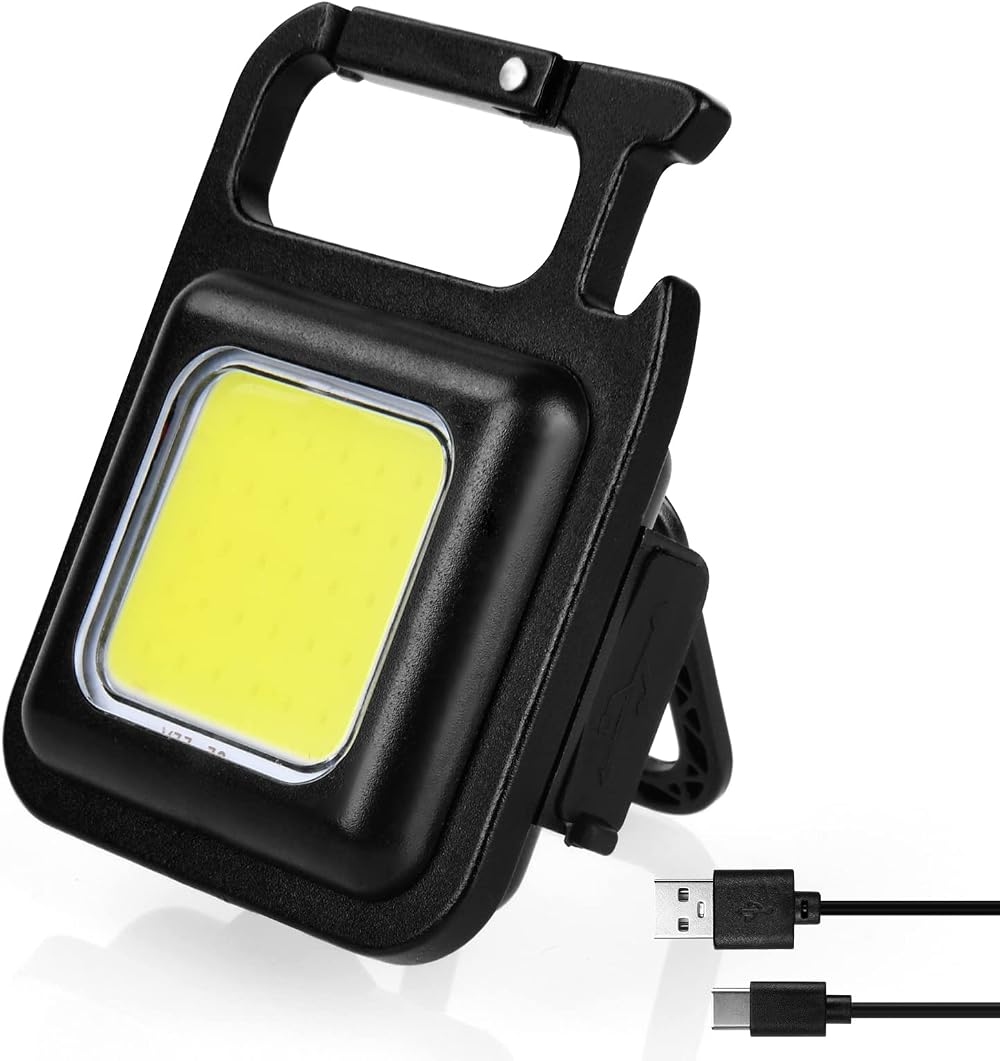 URAQT 1000 Lumen Rechargeable COB Keychain Flashlight Mini LED Torch 4 Modes
