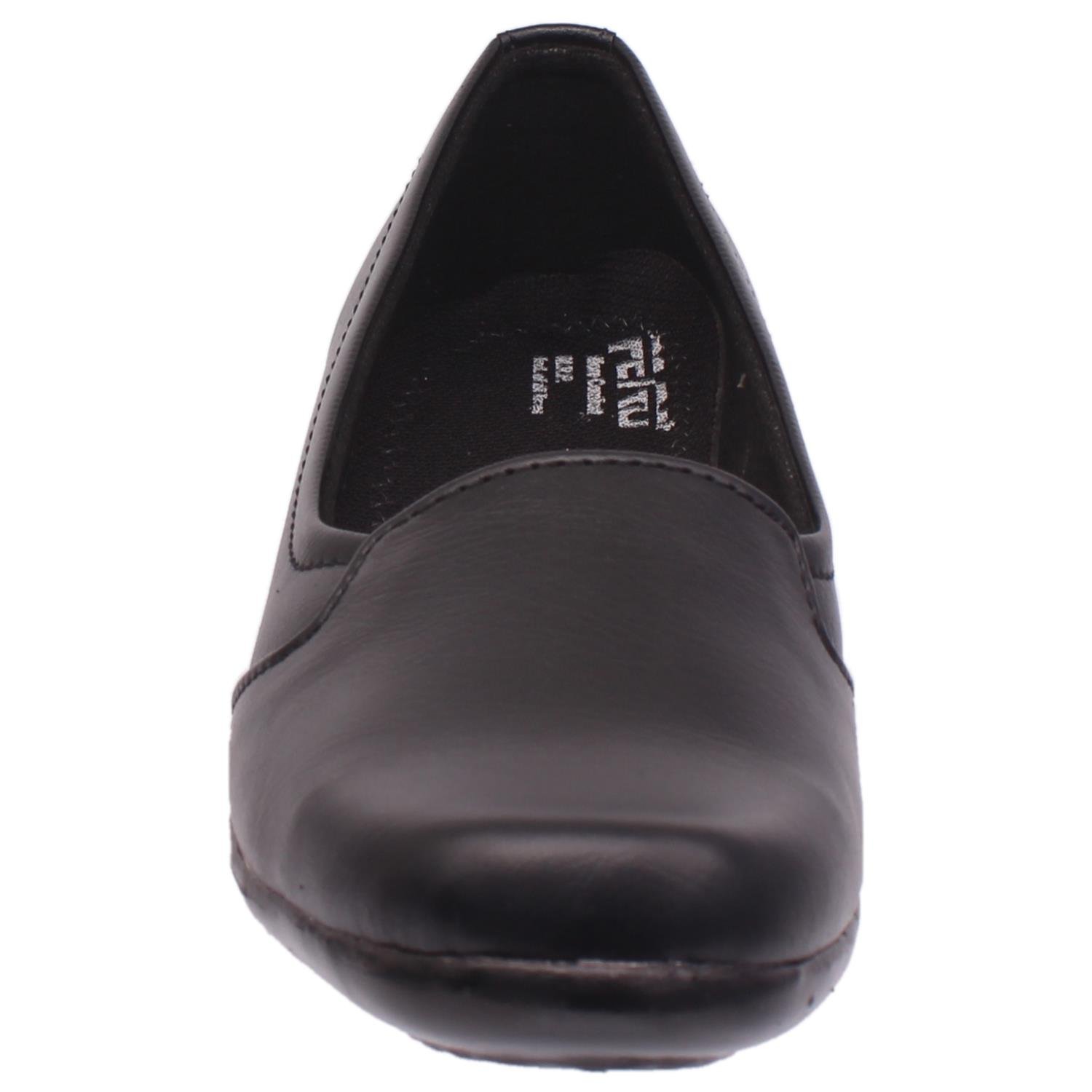 footshez women's synthetic leather black casual and formalwear light weight belly shoes