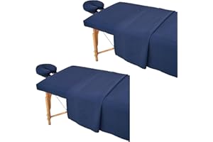 2 Sets Extra Thick Blue Massage Table Sheets Sets Soft Premium Microfiber 3 Piece Set Massage Sheet Set for Salon Spa Bed Inc