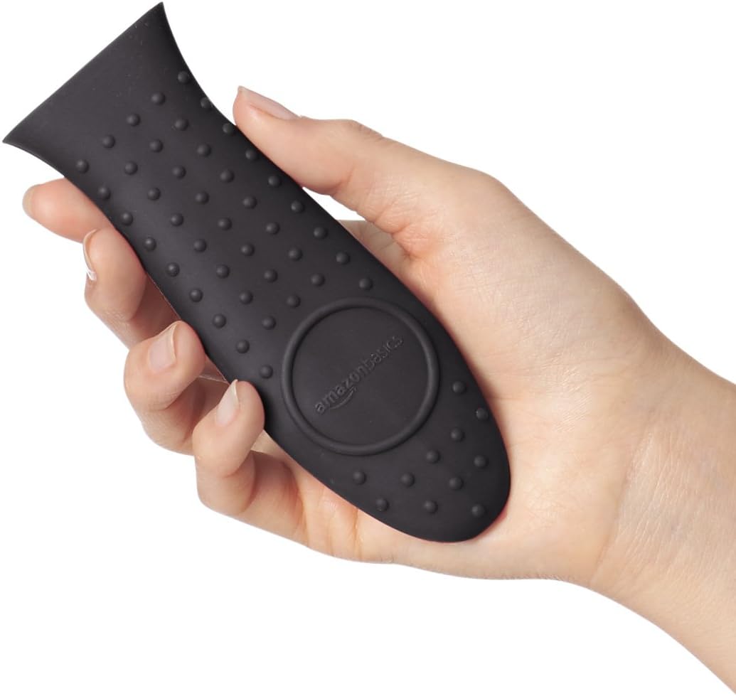 Basics Silicone Hot Skillet Handle Cover Holder, Black: Kitchen & Dining