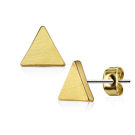 KULTPIERCING - Ohrringe Dreieck Brushed Finish 1 Paar Ohrstecker 316 L Chirurgenstahl/Edelstahl Damen Schmuck Ohr-Schmuck Stu