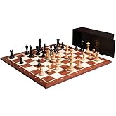 The House of Staunton The Grandmaster Chess Set, Box, and Board Combination - Ebonized Boxwood