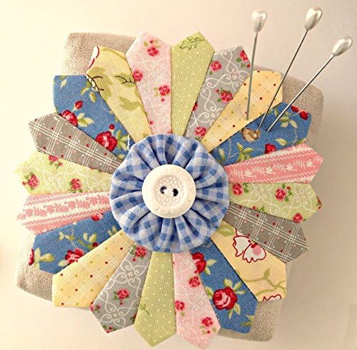 Pincushion Handcrafted Dreamy Dresden Linen Pincushion Brenda Riddle Fabrics Filled with Crushed Walnut Shells