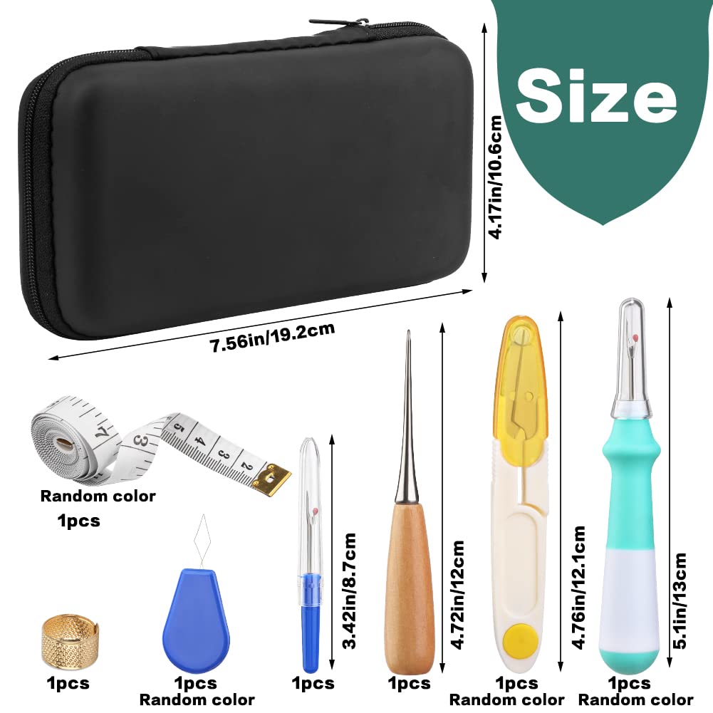38 pcs Upholstery Repair Sewing Kit, Leather Sewing Kit, Heavy Duty Sewing Kit for Leather Craft DIY with Sewing Awl, Seam Ripper, Leather Hand Sewing Needles, Threader and Leather Sewing Thread