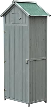 Outsunny Geratehaus Aus Holz Fur Garten Schuppen Und Lager Fur Gartenwerkzeug 77 X 54 2 X 179 Cm Grau Amazon De Kuche Haushalt