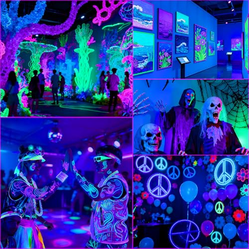 UV LED Black Light 45W,LED Black Light Bar with Plug and Switch,IP66 Waterproof,Blacklight Bar for Body Colours,Glow Party,Fluorescent Poster,Halloween Decorations